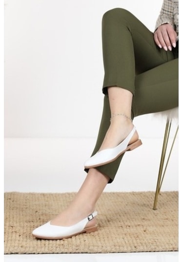 Kadın Misty Beyaz Arkası Acık Sivri Burun Günlük Babet Beyaz