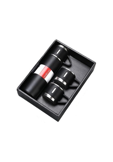 Panada Outdoor Paslanmaz Çelik Termos Bardak Seti - 500ml Portatif Ve Şık Çelik Termos Siyah Siyah