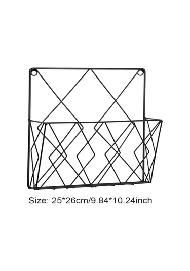 Vkemall Siyah Demir Tel Duvar Tipi Dergi Depolama Rafı - Gazete Ve Dosya Düzenleyici - Duvar Dekorasyonu Depolama Ünitesi Siyah