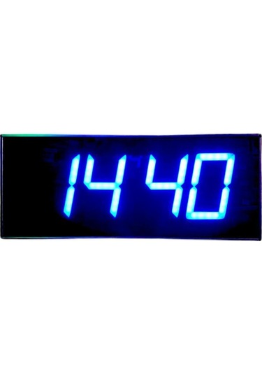 Wifi Senkronize Dijital Led Saat Derece, Turkuaz Led, 16x40 Cm Turkuaz