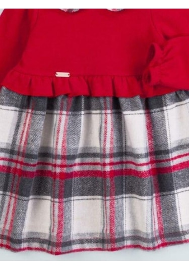 Baby Rose Kız Bebek Triko Robalı Ekose Elbise-14923 Kırmızı