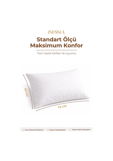 Puffy Yastık 2 Li Set Yumuşak, Dolgun, Silikon Elyaf Dolgulu 50 X 70 Cm. Beyaz