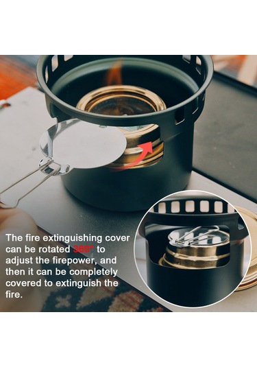 Teltree Alüminyum Portatif Alkol Fırını - Dış Mekan Piknik Çay Pişirme Aleti, Hava Dayanıklı, Ev Ve Doğa İçin Siyah Siyah