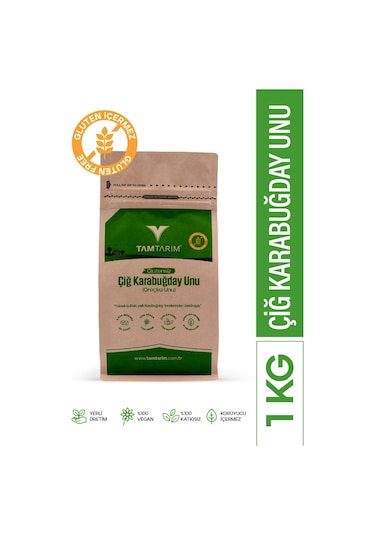 Tam Tarım Glutensiz Çiğ Karabuğday Unu 1 KG
