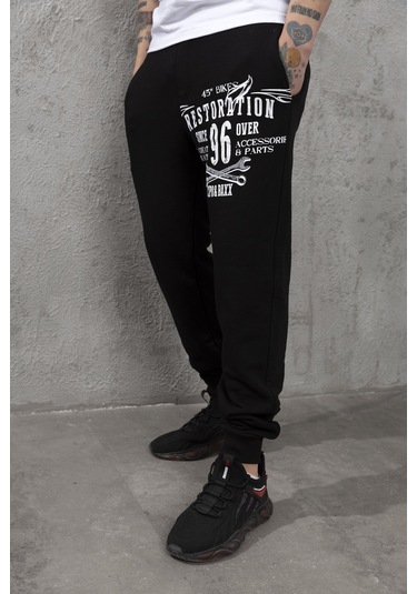 Cr156 Restoration Baskılı Erkek Eşofman Altı Siyah