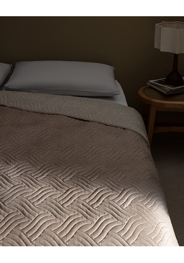 Odette Çift Kişilik Baskılı Yatak Örtüsü 8684427018019 Ekru