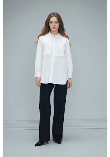 Defacto Regular Fit Poplin Uzun Kollu Tunik G9243ax26spwt32 Beyaz-wt32