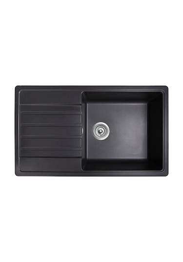 Simpex Tek Göz Damlalıklı Granit Eviye Siyah 86x50cm