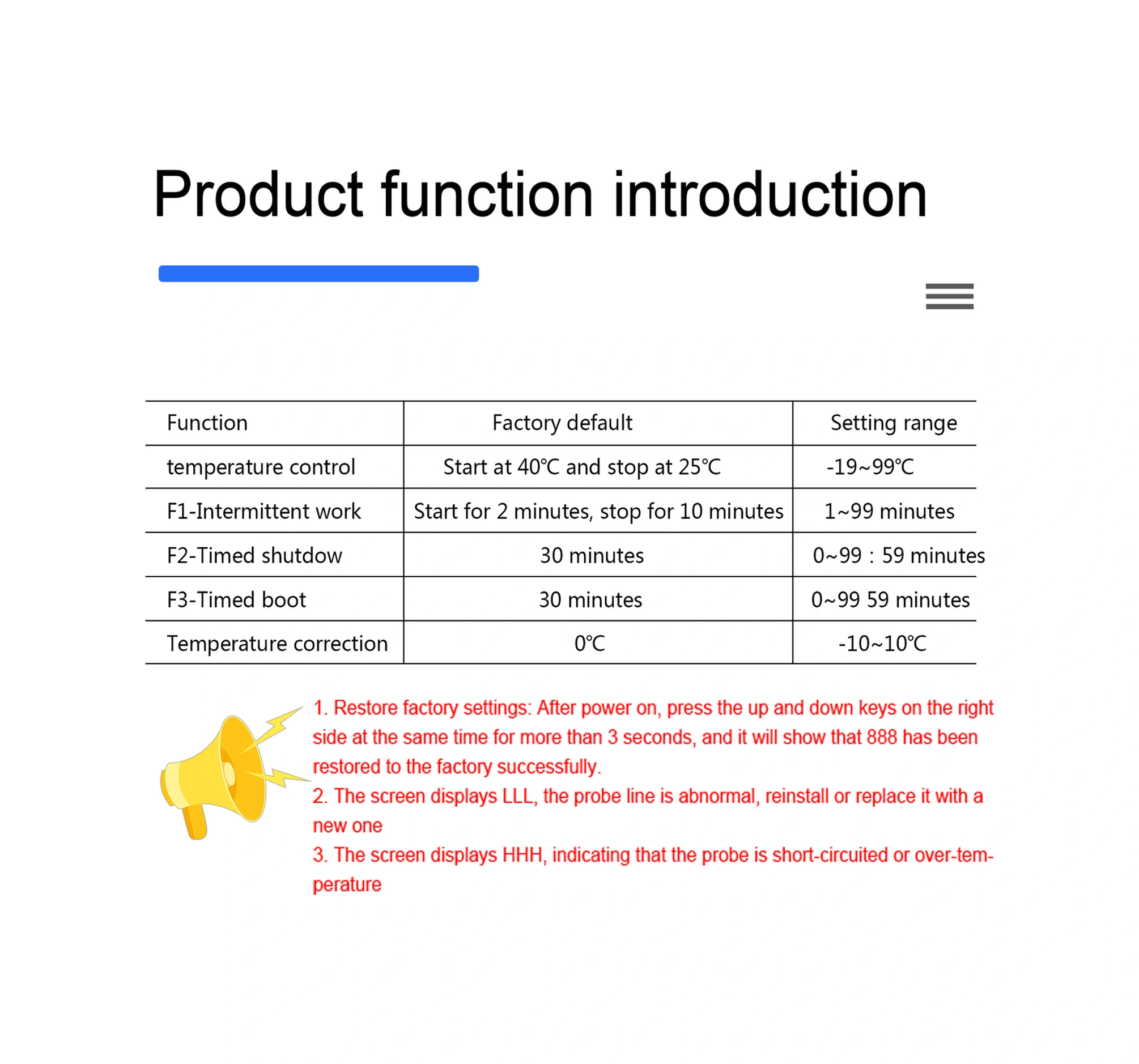 Mufunye Akıllı Sıcaklık Kontrol Cihazı W3103 - 30a/dc24v, Dijital Gösterim, Ayarlanabilir -50 110 C, Tam Otomatik Isı Regülatörü