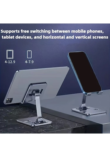 Chenkestoreone Aurora Gümüş Tüm Metal Katlanır Çok Açılı Telefon Tablet Tutucu Aurora Gümüşî