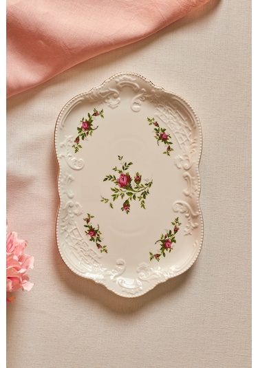 Karaca Vintage Rose Kayık Tabak 30 Cm Çok Renkli