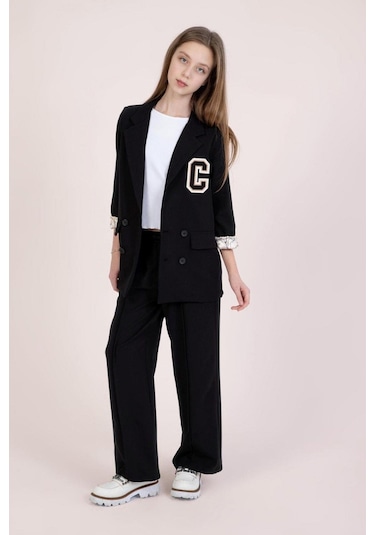 Cantoy Kız Çocuk Ceket Pantolon Takım Siyah