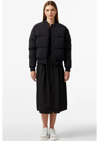 Lacoste Relaxed Fit Down Fill Jacket Kaztüyü Dolgu Dik Yaka Siyah Kadın Mont