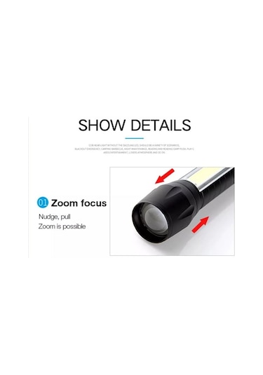 Metal Polis El Feneri Mini 3 Mod Şarjlı 3 Watt 600 Lümen M-4140 Siyah