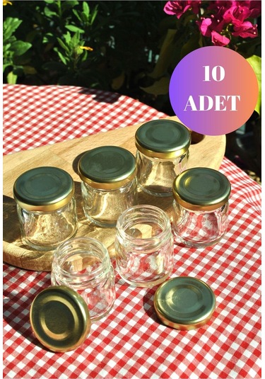 10 Adet Paşabahçe 40 Ml Şeffaf Mini Kavanoz Metal Gold Kapaklı Kına Mama Gold Kapak