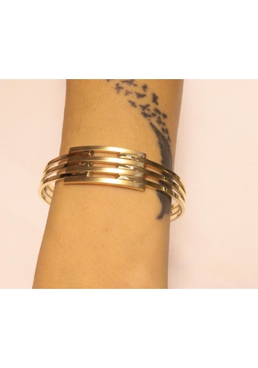 Altın Kaburga Kelepçe Bilezik Sarı Sarı Altın