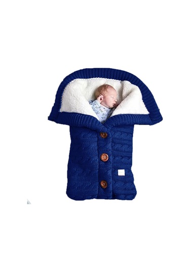 Moveevo Sonbahar Ve Kış Bebek Arabası Uyku Tulumu Açık Hava Bebek Örme Uyku Tulumu Göl Mavisi Mavi