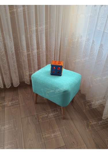 Lüks Oval Parrot Puf Ahşap Ayak Kahve