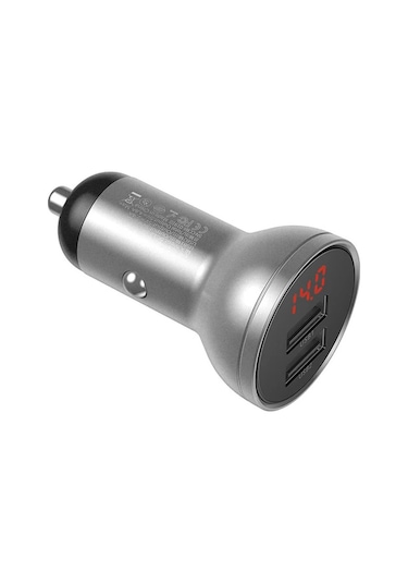 Tüm Metal Çift 24w 4.8a Hızlı Usb Şarj Cihazı Led Otomatik Araç Şarj Rekl Gümüş-çin