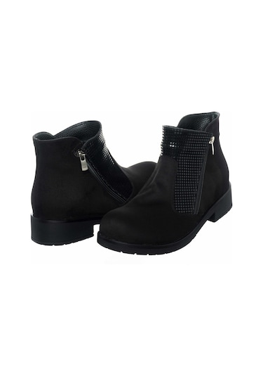 41-42-43-44 Numara K505-1 Siyah Süet Büyük Numara Kadın Botları Siyah Suet