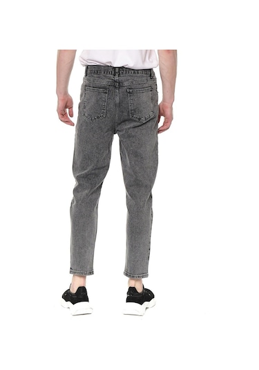 Bol Kesim Yırtıklı Erkek Kot Pantolon Siyah