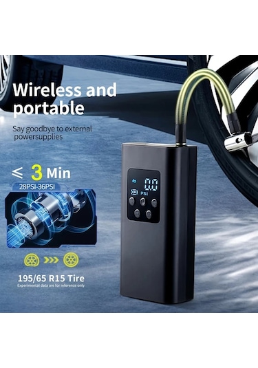 Primepickings 150psı Kablosuz Şişirme Cihazı Black Dy Lm Taşınabilir Dijital Ekranlı Usb C Şarjlı Araç Bisiklet Motor Spor Ekipmanları İçin Kompresör
