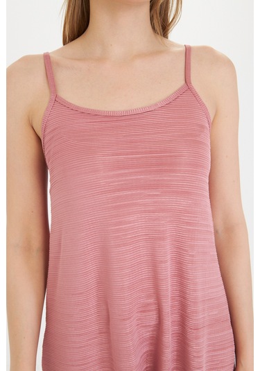 Gülkurusu Kadın Askılı Piliseli Elbise Gül Kurusu