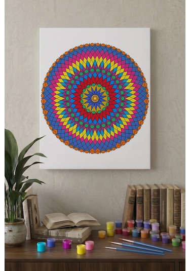 Örgü Desenli Mandala Ahşap Boyama Seti 40x50 Cm