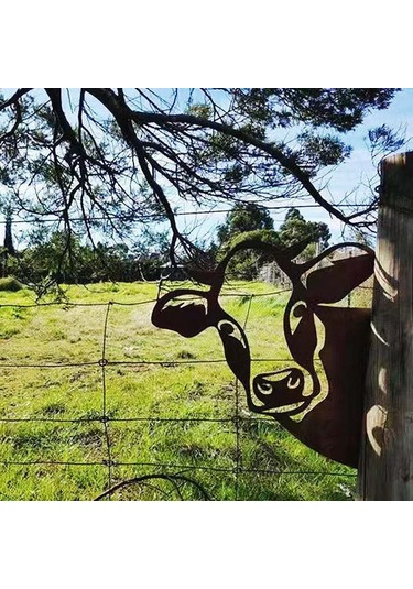 Suofeng Bahçe Dekorasyonu Gizlice Bakayan Metal Çelik Sığır Figürü - Dış Mekan Bahçe Tırnak Takımı - Modern Köy Stili