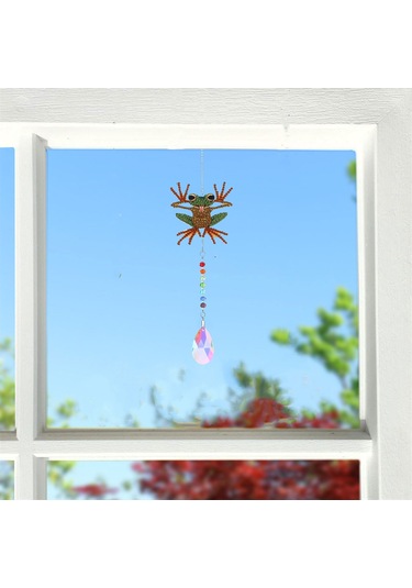 Ruicoo Ev Dekorasyonu İçin Dıy Pırlanta Boyama Kurbağa Figürlü Kristal Zil, Kolay Montajlı Asılı Dekoratif Alet