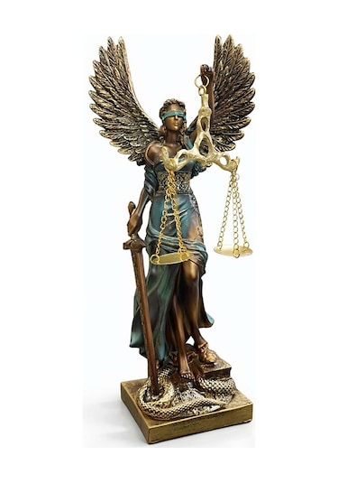 Dekoratif Kanatlı Adalet Kadını Heykeli Biblo 30cm