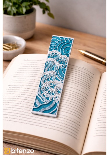 Mavi Dalgalar Desenli Kitap Ayracı