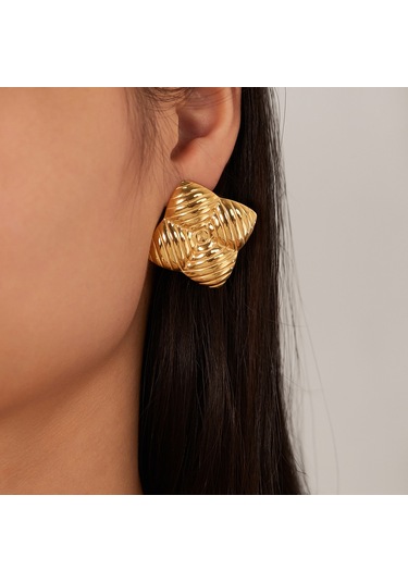 Sones Opk Ge939 1 Çift Vintage Paslanmaz Çelik Geometrik Çizgili Küpe Çok Renkli