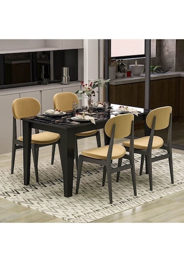 Şimal Yemek Masası 120x72 Siyah - Royal Mermer