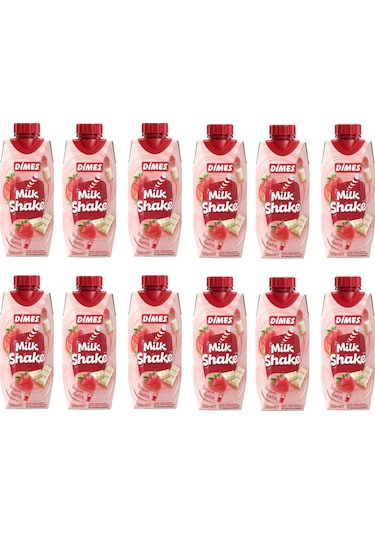 Dimes Milkshake Vanilya Ve Beyaz Çikolata Aromalı Çilekli 310 Ml X 12 Adet