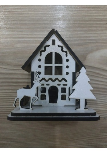 Lavanta Tasarım Işıklı Ağaca Asılabilen Maket Ev 1 Beyaz