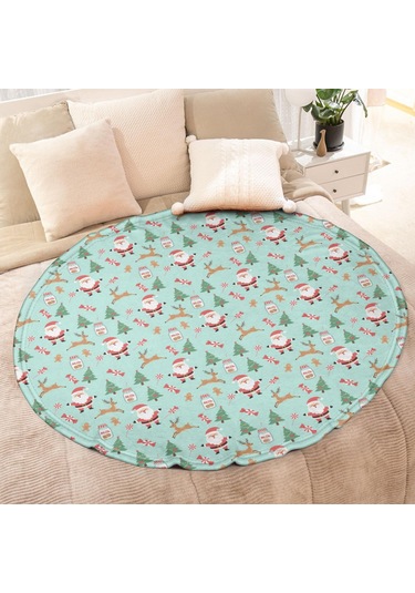 Noel Desenli 47 İnç Yuvarlak Flanel Battaniye, Yetişkin Ve Çocuk İçin, Yumuşak, Rahat Ve Hafif Noel Baba Noel Geyiği