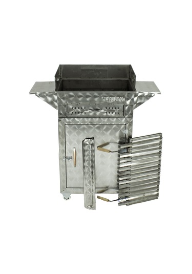 Dolaplı Kanatlı Lama Izgaralı Çekmeceli Mangal (4 Tekerlekli) MTH