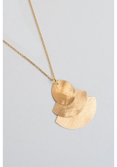 Petra Güneşi 18 Ayar Sarı Altın Kaplama 47 Cm Gümüş Tasarım Kolye