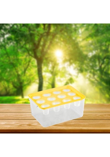 Suntek Hidroponik Yetiştirici Kutusu 12 Delik İç Mekanda Sarı