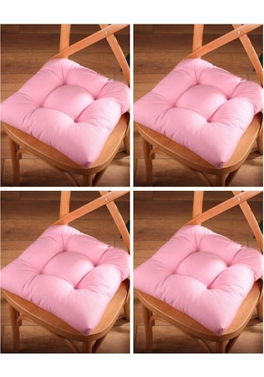 Altınpamuk Altınpamuk 4'Lü Lüx Pofidik Pembe Sandalye Minderi Özel Dikişli B