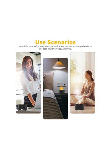 Vkemall Siyah Usb Ev Ofis Kullanıma Uygun 225ml 5v Otomatik Kapanma Korumalı Renkli Alevli Uyumlaştırıcı Aromaterapi Spreyleyici