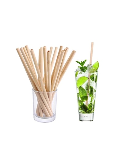 10 Adet Doğal Bambu Pipet 20 Cm Çevreyle Dost Sağlıklı Bamboo