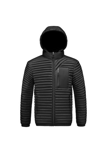 2025 Sonbahar Ve Kış Yeni Grafen Çıkarılabilir Kapüşonlu Pamuklu Ceket Siyah