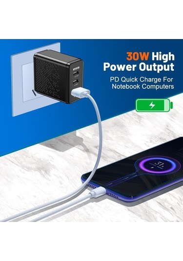 Prestigegoods 30w Pd Type-c Hızlı Şarj Cihazı Xiaomi Samsung İphone Uyumlu Hızlı Charge3.0 Adaptör Ab/abd Tak