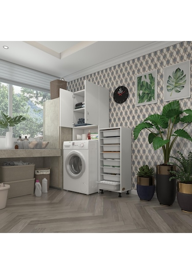 Kenzlife Çamaşır Makinesi Dolabı Sinemsepet Byz 08 Li Banyo Arkalıksız Kurutma Bulaşık Çok Renkli