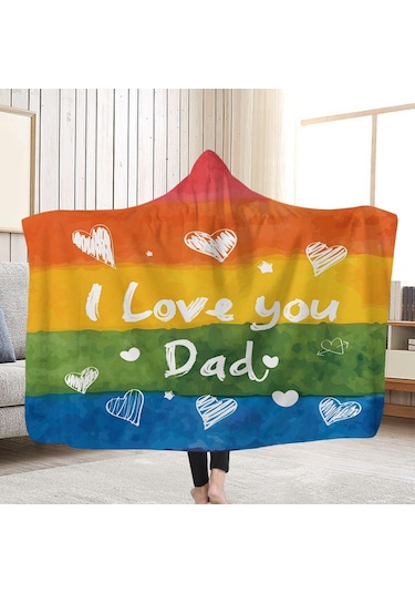 Homyl Kapüşonlu Battaniye Giyilebilir Şal Yatakhane Uyuklama Baba 150x200cm Çok Renkli