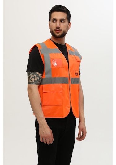 Uniprom Yelek Yönetici Ikaz Yeleği Reflektörlü Neon Turuncu