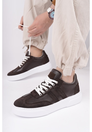 Muggo Logan Kalın Taban Bağcıklı Erkek Günlük Sneaker Spor Ayakkabı Kahverengi