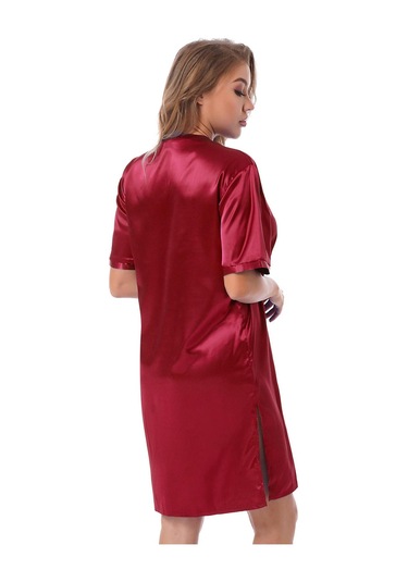 Kraliyet Mavisi Kadınlar Katı Renk Saten Gecelik Yumuşak Rahat Pijama Gecelik Kraliyet Mavisi